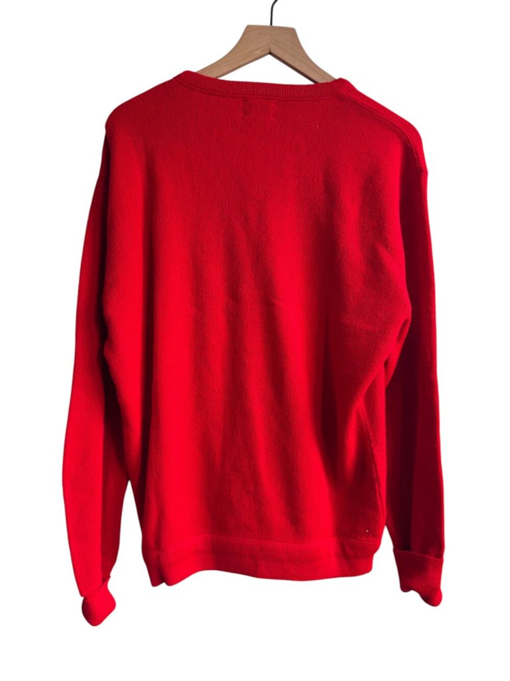 Vintage Lacoste V-neck Sweater Red Mens Size L Made in USA Holiday Pullover 90s - Picture 4 of 4